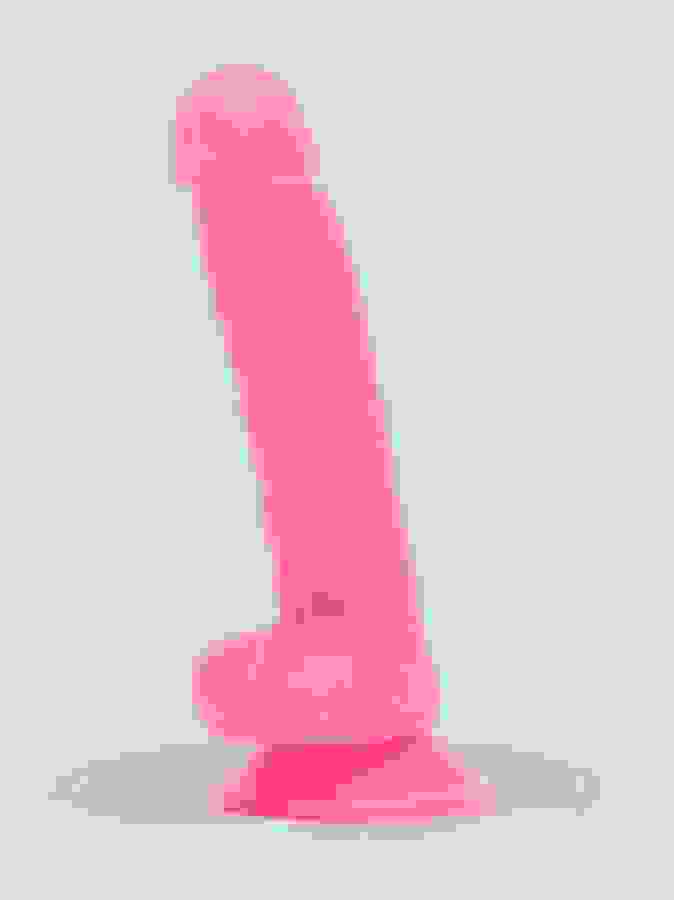 BASICS Glow In the Dark Realistic Suction Cup Dildo 8 Inch, Pink, hi-res